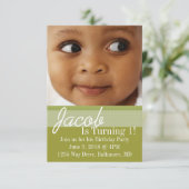 Invitation de fête d'anniversaire | Vert olive du (Debout devant)