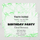 Invitation de fête d'anniversaire verte (Devant / Derrière)