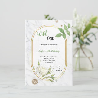 Invitation de fête d'anniversaire verte et blanche
