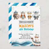 Invitation de fête d'anniversaire viking (Devant / Derrière)