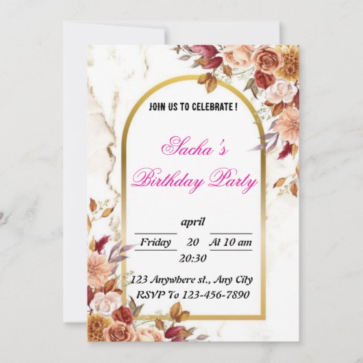 Invitation de fête d'anniversaire vintage (Devant)
