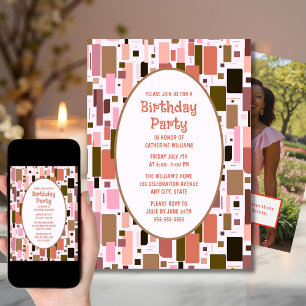 Invitation de fête d'anniversaire Vintage Mid-Cent