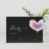 Invitation de fête d'anniversaire violet et or (Debout devant)