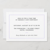 Invitation de fête d'anniversaire violet et or (Dos)