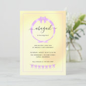 Invitation de fête d'anniversaire violet et or (Debout devant)