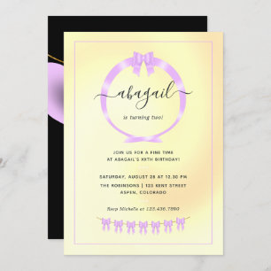 Invitation de fête d'anniversaire violet et or