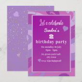 invitation de fête d'anniversaire violette (Devant / Derrière)