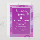 invitation de fête d'anniversaire violette (Devant)
