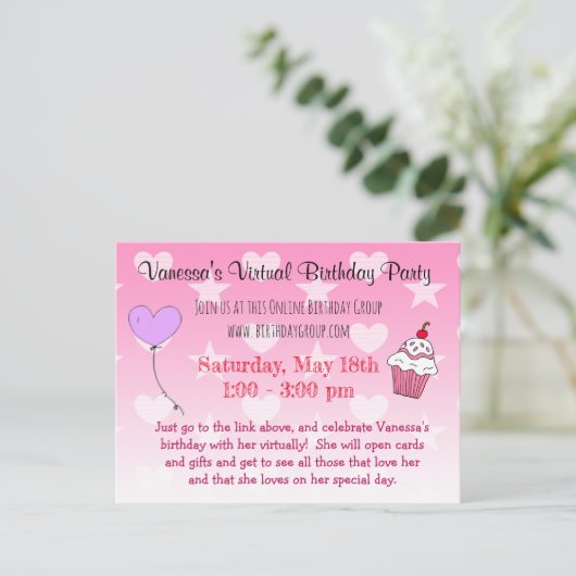 Invitation de fête d'anniversaire virtuelle (Debout devant)