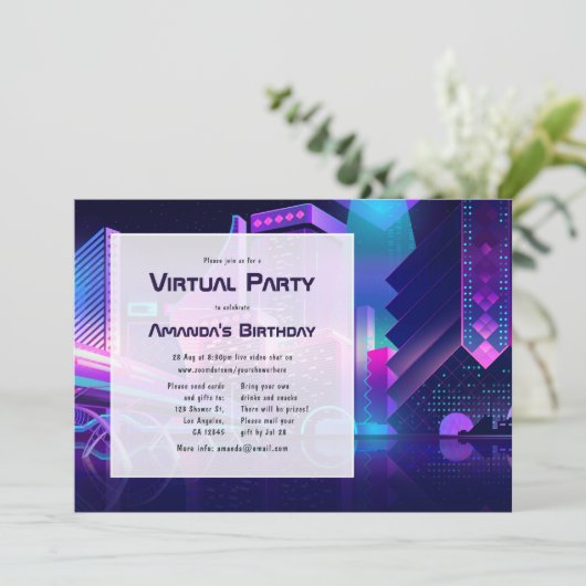 Invitation de fête d'anniversaire virtuelle (Debout devant)