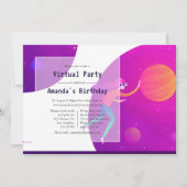 Invitation de fête d'anniversaire virtuelle rose v (Devant)