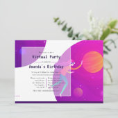 Invitation de fête d'anniversaire virtuelle rose v (Debout devant)