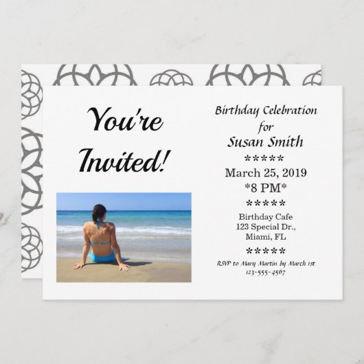 Invitation de fête d'anniversaire Vous êtes invité (Devant / Derrière)