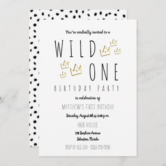 Invitation de fête d'anniversaire Wild One (Devant / Derrière)