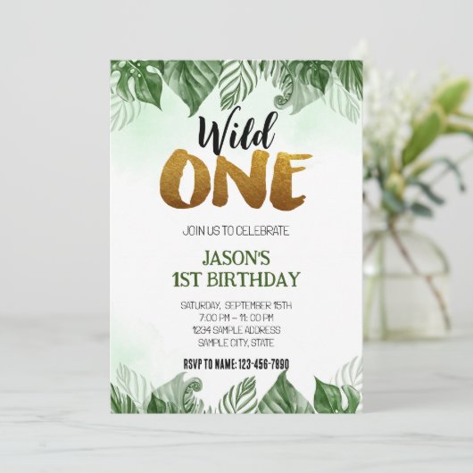Invitation de fête d'anniversaire Wild One (Debout devant)