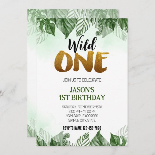 Invitation de fête d'anniversaire Wild One (Devant / Derrière)