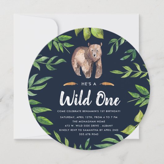 Invitation de fête d'anniversaire Wild One | Cercl (Devant)