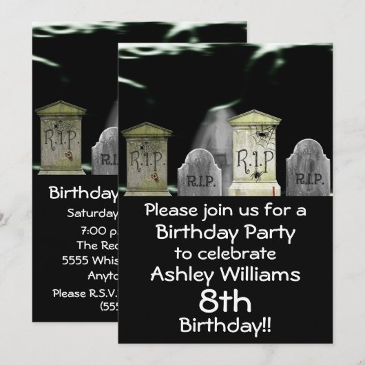 Invitation de fête d'anniversaire Zombie (Devant / Derrière)