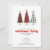 Invitation de fête d'arbre de Noël à carreaux de b (Devant)