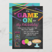 Invitation de fête d'arcade de pizza Game On sur t (Devant / Derrière)