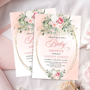 Invitation de fête de Baby Shower pour fille aux r