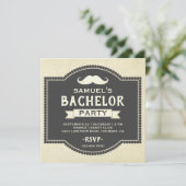 Invitation de fête de bachelor à moustache rustiqu (Debout devant)