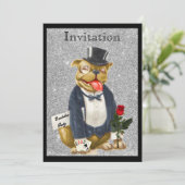 Invitation de fête de Bachelor Argent Noir avec Bu (Debout devant)