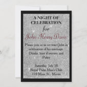 Invitation de fête de Bachelor Argent Noir avec Bu (Dos)