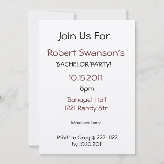 Invitation de fête de Bachelor avec bouteille de b (Dos)