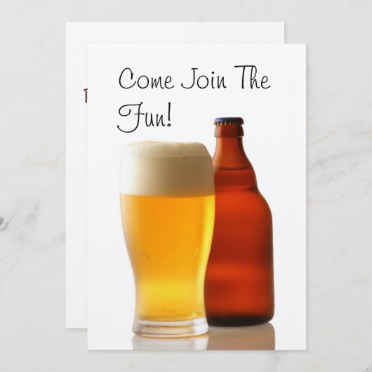 Invitation de fête de Bachelor avec bouteille de b (Devant / Derrière)