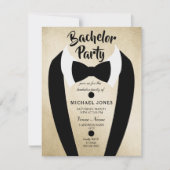 Invitation de fête de bachelor avec noeud papillon (Devant)