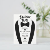 Invitation de fête de bachelor avec noeud papillon (Debout devant)