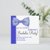Invitation de fête de Bachelor avec noeud papillon (Debout devant)
