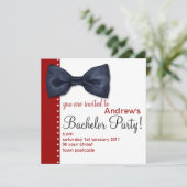 Invitation de fête de Bachelor avec noeud papillon (Debout devant)