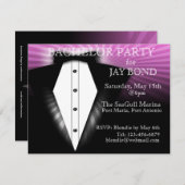 Invitation de fête de bachelor chic Smoking (Devant / Derrière)