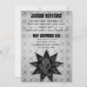 Invitation de fête de bachelor crâne Grunge, Noir