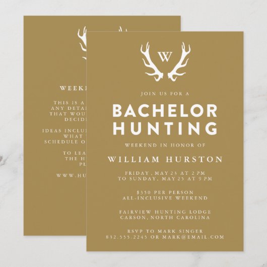 Invitation de fête de bachelor de chasse à bois de (Devant / Derrière)