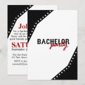 Invitation de fête de bachelor de style selle noir (Devant / Derrière)