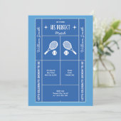 Invitation de fête de bachelor de tennis bleu (Debout devant)