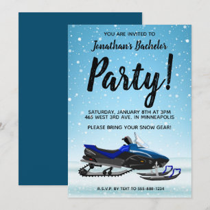 Invitation de fête de bachelor d'hiver en motoneig