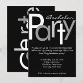 Invitation de fête de Bachelor en gris typographiq (Devant / Derrière)