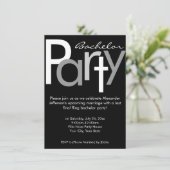 Invitation de fête de Bachelor en gris typographiq (Debout devant)