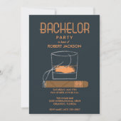 Invitation de fête de bachelor fumeur de cigare et (Devant)