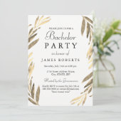 Invitation de fête de Bachelor moderne à feuille d (Debout devant)