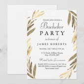 Invitation de fête de Bachelor moderne à feuille d (Devant / Derrière)