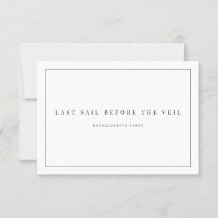 Invitation de fête de bachelor moderne blanche
