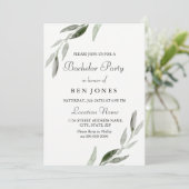 Invitation de fête de bachelor pour hommes à feuil (Debout devant)
