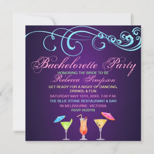 Invitation de fête de bachelor pour un cocktail vi (Devant)