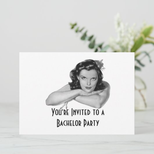 Invitation de fête de bachelor rétro (Debout devant)
