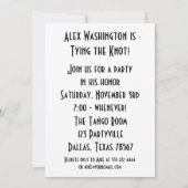 Invitation de fête de bachelor rétro (Dos)